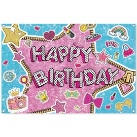 cartoon pink doll party banner (7x5ft)
