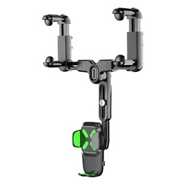 Large Rearview Mirror Phone Holder- Retractable Rearview Mirror Universal Bracket GPS Car Phone Holder Stable Stand Adjustable Support Cell Phone Holder - Color: Green