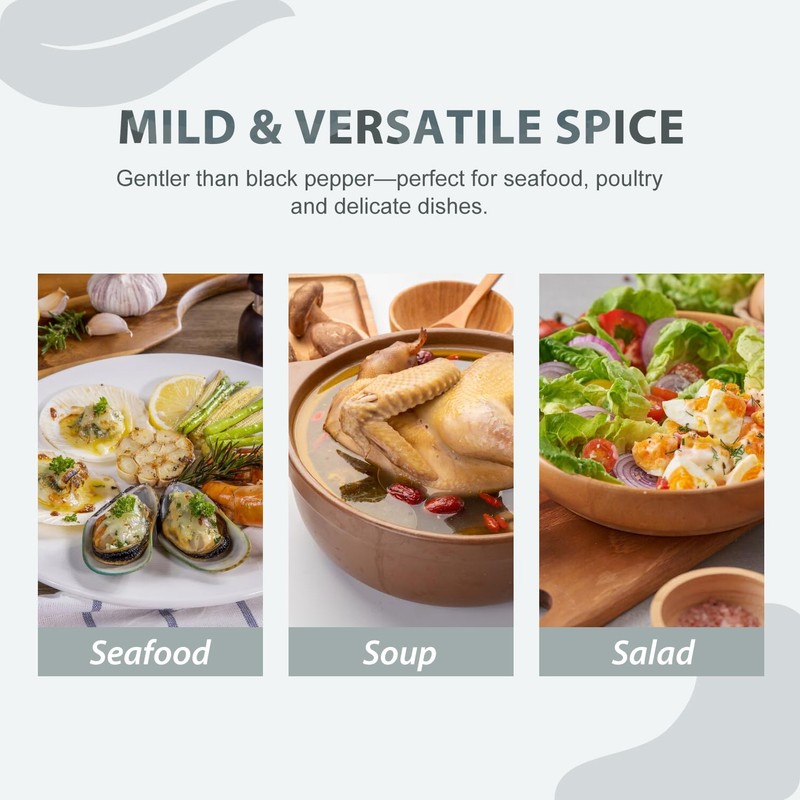 Soeos Ground White Pepper, 18oz (510g), Non-GMO, Kosher Certified, Fresh,