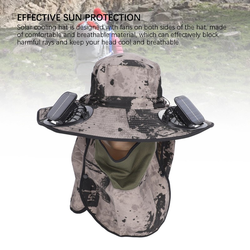 Wide Brim Solar Fan Hat Outdoor Fishing Sunscreen Quick Drying