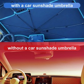 [2025 Upgrade] Car Windshield Sun Shade Umbrella, Foldable Sun Visor for Sedan & SUV, Keeps Car Cool, Blocks Heat, 360° Bendable Handle(55" L x 31" W)