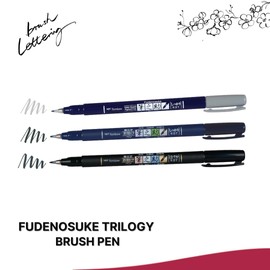 Tombow Fudenosuke Triology Set + Fudenosuke Twin Elastic Brush Tip - Perfect for Hand Lettering, Sketching & Bullet Journaling, Set of 4