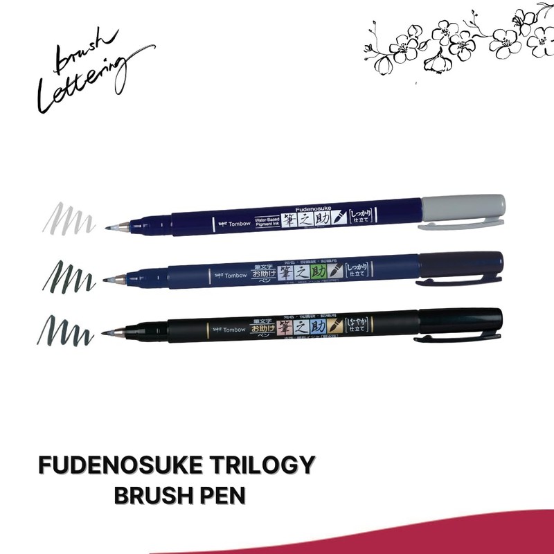 Tombow Fudenosuke Triology Set + Fudenosuke Twin Elastic Brush Tip