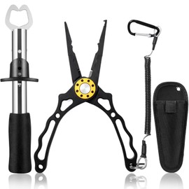 Castaroud Fishing Pliers, Fish Lip Gripper Muti-Function Fishing Pliers Hook Remover Split Ring, Fly Fishing Tools Set, Ice Fishing,Fishing Gear, Fishing Gifts for Men