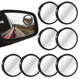 8 PCS Blind Spot Mirrors for Car, 2 Inch Round Convex Blind Spot Mirror 360° Wide View Angle Side Blindspot Mirror for Car Adjustable Cars Rear View with Self Adhesive Back for Cars SUV Trucks, Black