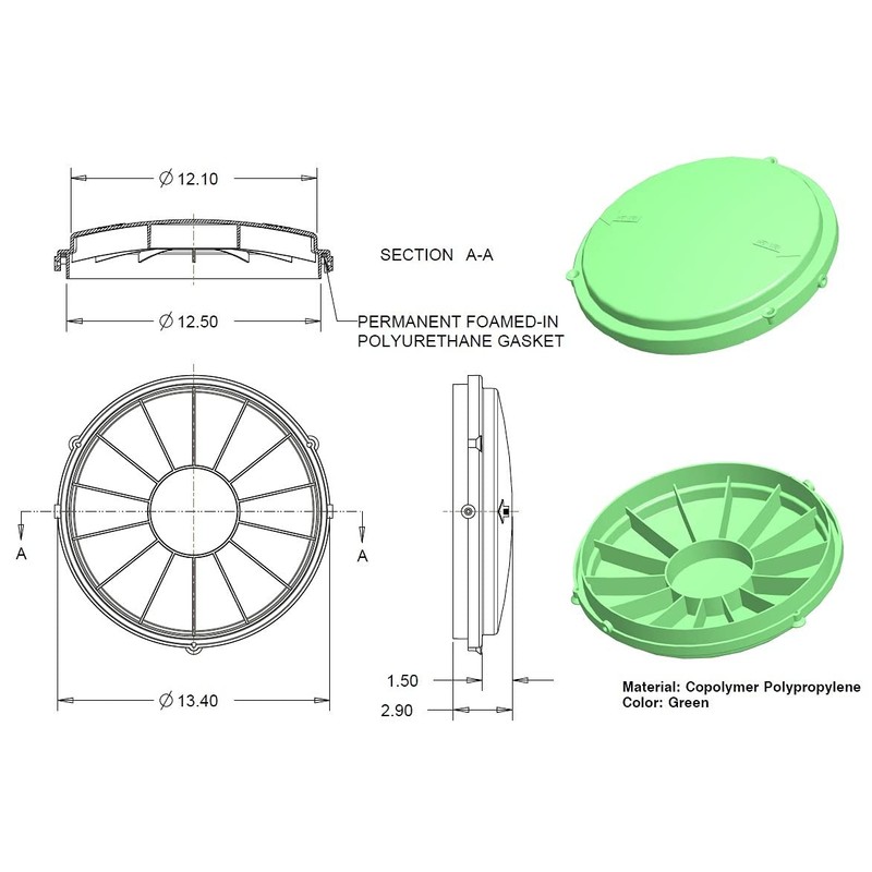 Tuf-Tite 12" Septic Tank Lid, Green