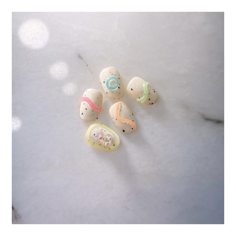 Ku&K BearHandmade Nail Tips - Short Oval / 쿠앤크곰돌이수제네일팁 -