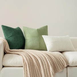 MIULEE Cushion Covers Set of 2, 45 x 45 cm, Pure White Christmas Cushion Covers, Sofa Cushion, Decorative Cushion, Boho Couch Cushion, Corduroy Decorative Cushion Cover for Sofa