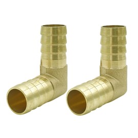 Metaland Brass 5/8" Hose Barb Elbow 90 Degree L Right Angle Barbed Fitting Water Fuel Air (Pack of 2)