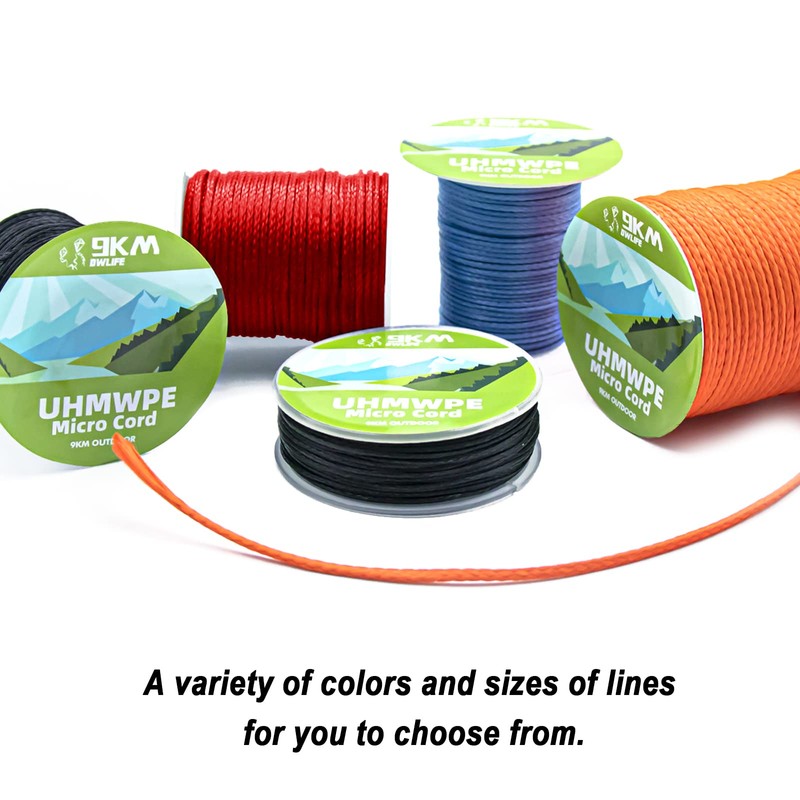 9KM DWLIFE 100% UHMWPE Braided Cord, 1.6mm Red 100ft 750lb
