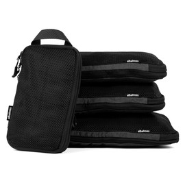 Albatross Compression Packing Cubes | Packing Cubes for Suitcases and Backpack | Made from Recycled Fabric (Packing Cubes Compression Set of 4 - Black)
