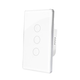 Smart Light Switch, 2.4GHz Wi-Fi, Neutral Wire Required, Matter-Certified Touch Wall Switches with Glass Panel, Works with Home SmartThings App Control (3 Gang)