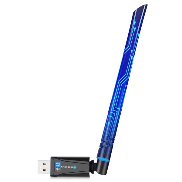 Krisnorey 2-in-1 Wi-Fi 6 Bluetooth 5.4 USB Adapter for PC