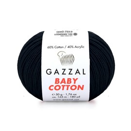 3 Pack (Skein) Gazzal Baby Cotton, 60% Cotton 40% Acrylic, Each Ball 1.76 Oz (50g) / 180 Yards (165m), DK- Worsted, Knitting Yarn, Amigurumi Yarn, Baby Yarn, 3433