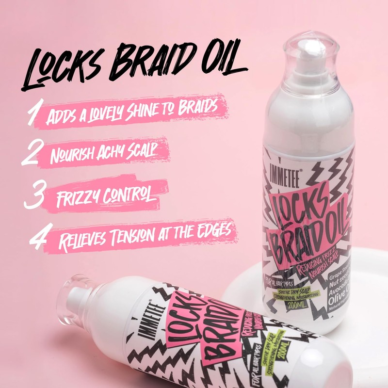 immetee Braid Oil, Braid Spray Frizzy Control Nourish Achy Scalp