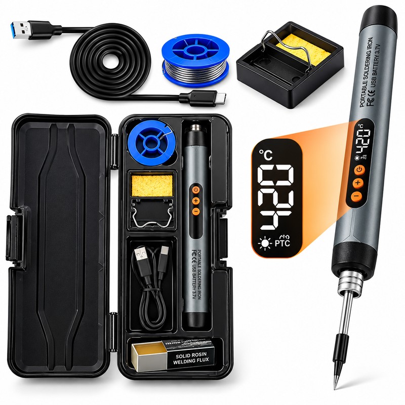Cordless Soldering Iron Kit for Electronics Repair – Adjustable 300–450°C
