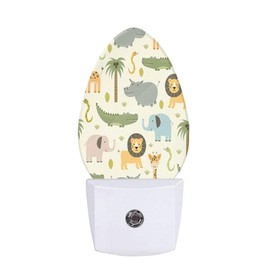 Uanvaha Cartoon Safari Animals Night Light Cute Hippo Crocodile Lion Elephant and Giraffe LED Dusk to Dawn Night Lamp Auto Sensor for Bedroom Bathroom Hallway Living Room