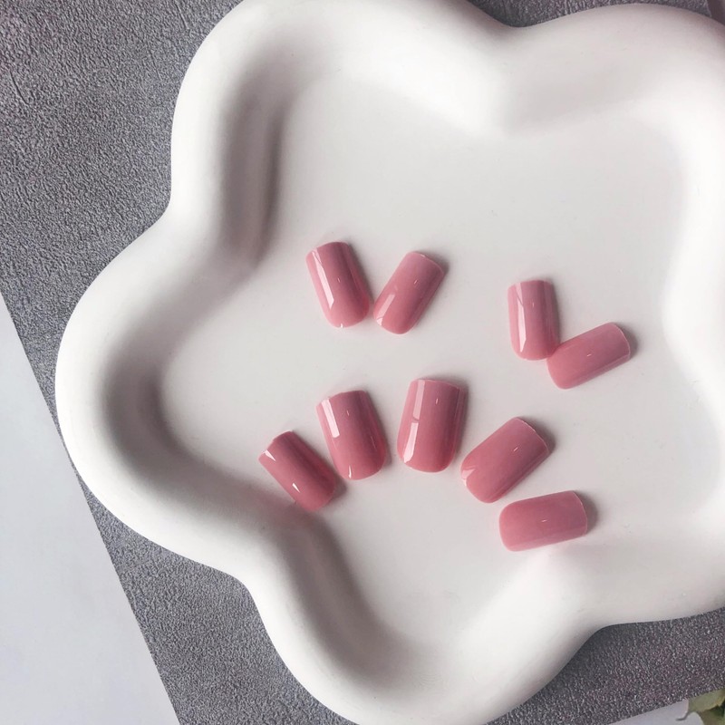 Rose Pink Press on Nails Medium Square, SXVME Natural Acrylic
