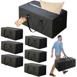 Moving Bags Heavy Duty with Strong Zipper & Handles, Sturdy Clothes Storage Bags 6 Pack, Packing Bags Totes, College Dorm Room Essentials, Black