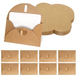 Kraft Paper Envelopes, Pack of 40 Mini Envelopes with 40 Cards Set, Small Envelopes, Mini Envelopes with Heart Closure for Money Gifts, Thank You Cards, Invitation