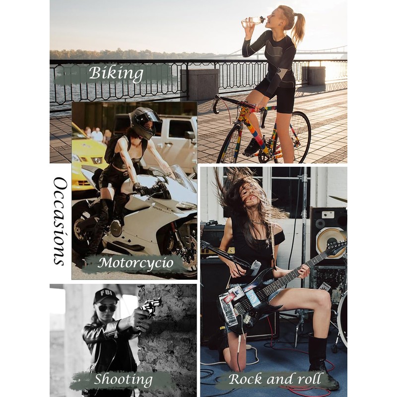 FIORETTO Women's Fingerless Leather Gloves for Driving & Motorcycle, Green