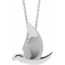 JewelryWeb 925 Sterling Silver 19.6x17.3mm 16 18 Inch Polished Holy Spirit Dove 16 18 Inch Necklace Pendant-Necklace for Women