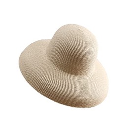Joytrends Floppy Wide Brim Summer Beach Straw Hat UPF Straw Sun Hat for Women Girl Beige