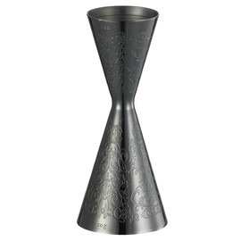 Cocktail Geek Double Cocktail Jigger Slim Style Measuring Jigger with Etched Pattern (Gunmetal Black Spirit)
