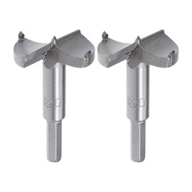 sourcing map Forstner Drill Bits 50mm, Tungsten Carbide Wood Hole Saw Auger Opener Woodworking Hinge Hole Drilling Boring Bit Cutter 2Pcs Gray with Case