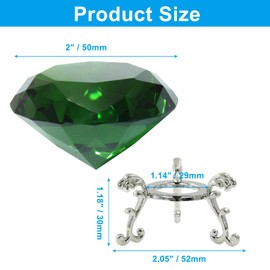 LifCratms 60mm(2.36 in) Crystal Diamond Paperweight with Sliver Triangle Base, Jewels Wedding Favor Home Decorations, Gifts for Significant Person(Green)