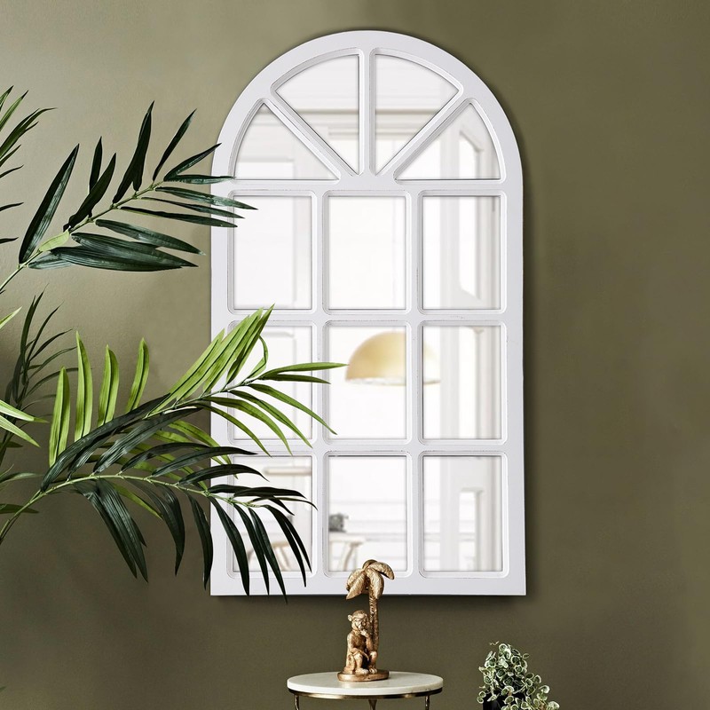 Sintosin Rustic Arched Window Pane Mirror 20 X 36 Inch,