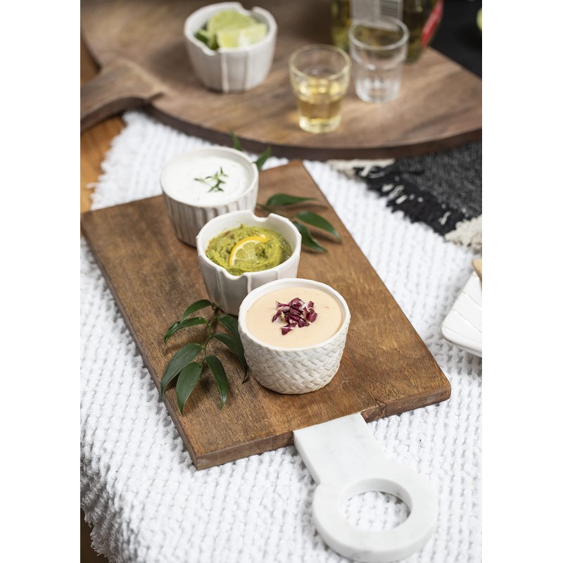 Mud Pie Stoneware Ramekin Set, Cream, ramekin 2" x 3"