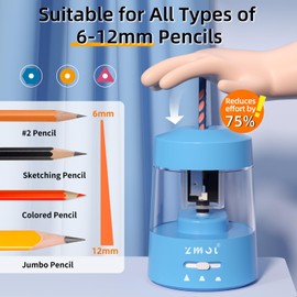 ZMOL Electric Pencil Sharpeners，Pencil Sharpener for No.2/Colored Pencils (6-8mm)， Portable Pencil Sharpener Plug in for Classroom, Office, Home,Battery Operated