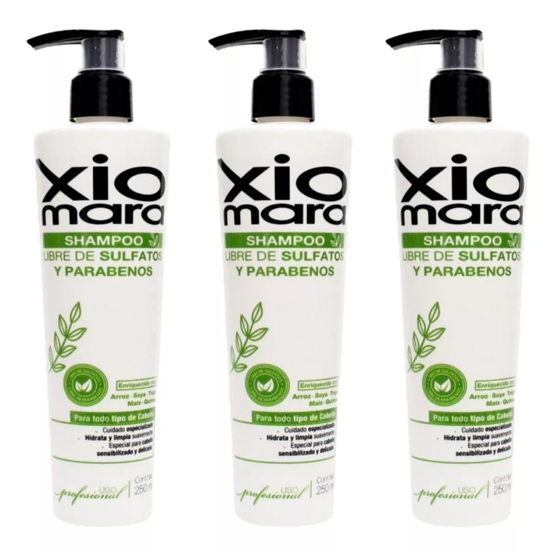 Xiomara Shampoo Libre De Sulfatos Y Parabenos 250ml 3 Pzs