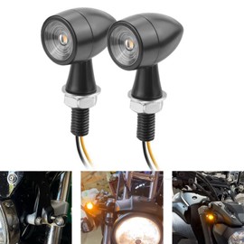 Petchor Mini Turn Signal, Motorcycle Turn Signal, LED Motorcycle Turn Signal, LED Turn Signal Light, Micro Mini Turn Signal, Retro Style, 12 V, High Brightness, Amber, Retro Style, General Purpose