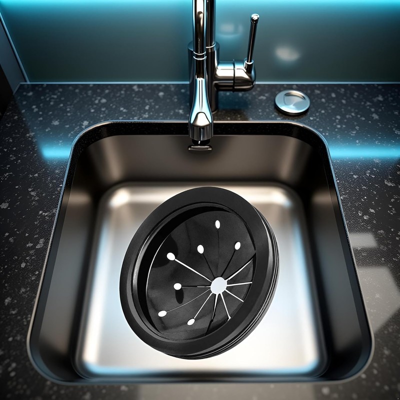 Black 3-Inch Garbage Disposal Splash Guard - Kitchen Sink Baffle