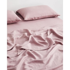 Bed Threads - Linen Fitted Sheet - 100% French Flax Linen - 170 GSM - Luxury & Eco-Friendly - Breathable, Durable & Soft - Single Fitted Sheet Only - Machine Washable - Twin - Lavender