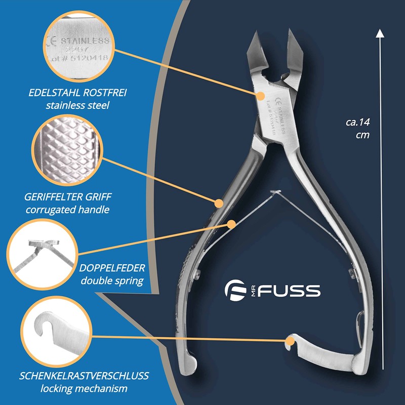 Mr. Fuss® Head Cutter Nail Clippers for Toenails 14 cm