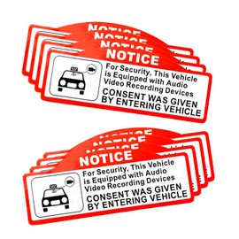 Pleoos 8 Pieces Double Sided in Car Camera Audio Video Recording Window Vinyl Stickers, (9 x 3.5 cm) Camera Audio Video Recording Sign Waterproof Double Sided Vinyl Waterproof Stickers