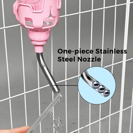 Vannon Dog Water Dispenser for Cage, 34oz Auto Feeding Crate Water Bottle for Dogs, Cats & Rabbits, Pet Nozzle Diameter: 12mm, BPA Free, Pink