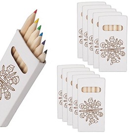 Wpro Kids Wooden Colouring Pencils Pack of 10 set|kinder Birthday Boy & Girl |geschenkartikel Party Ebesel 6 Colors – 5 Square Eco Children, White