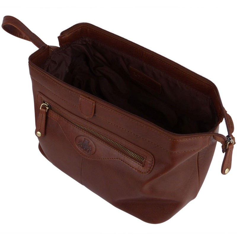 Rowallan of Scotland Mens Large Leather Wash Toiletries Bag -