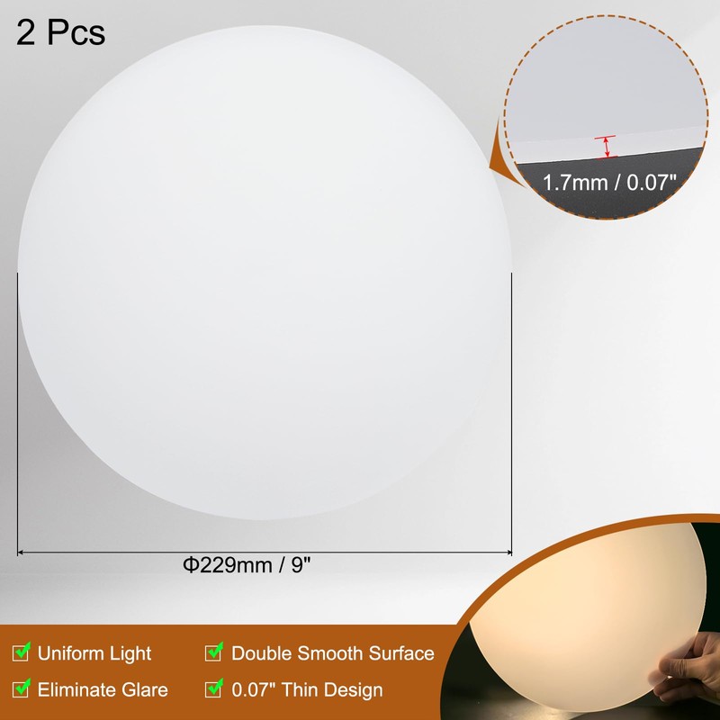 PATIKIL 9" Diameter Lampshade Diffuser, 2 Pcs 1.7mm Thick Round