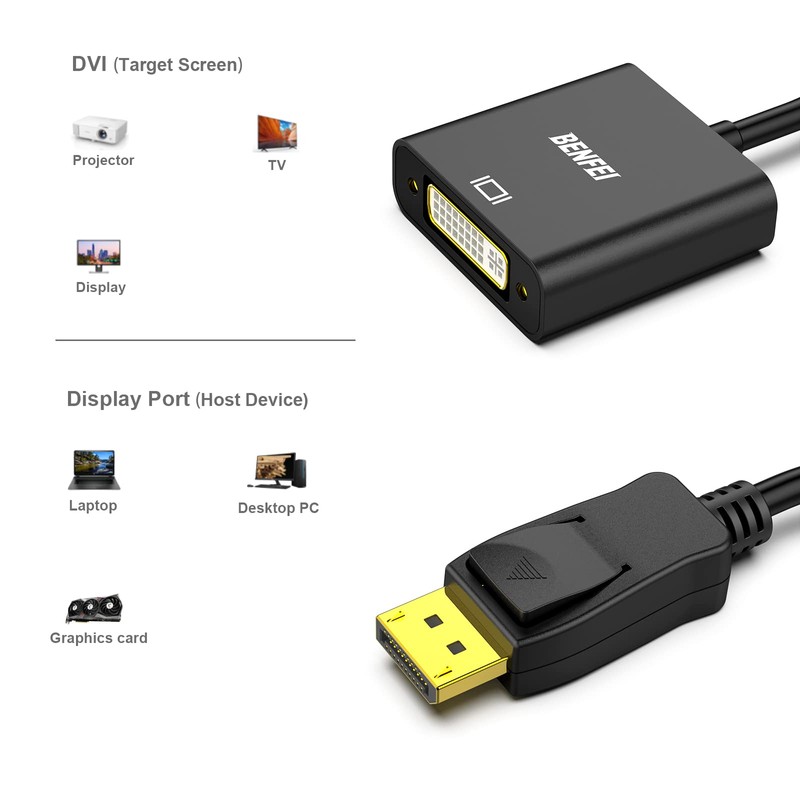 BENFEI DisplayPort(ディスプレイポート) - DVI 変換ケーブル オス-メス