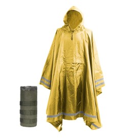 Plus Size Rain Poncho with Hood and Reflective Stripes, Plus Size Poncho, Big and Tall Rain Poncho, Ideal as Rain Ponchos for Adults Plus Size.Yellow