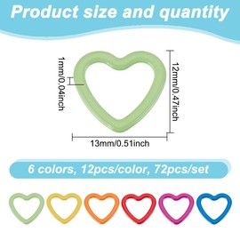 HOBBIESAY Pack of 72 6 Colours Heart Stitch Markers Made of Metal Safety Pins Mixed Colour Pendants Crochet Baking Colour Iron Pendant Clothing Label Knitting Stitch Marker for Sewing and Crafts