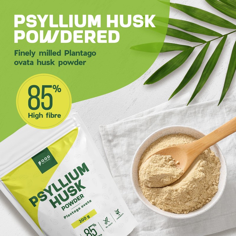 Psyllium Husk Powder 200g, High in Fibre (85%), Unflavoured, Vegan
