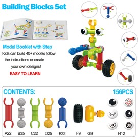 Afomida 156 PCS Creative Building Blocks Building Toy Set - Featuring Storage, Includes Dinosaur, Robot, Car, Spider, Dog, Animal Figure Building Toy Playset for Kids, Boy Girl Birthday Gift, Ages 5+