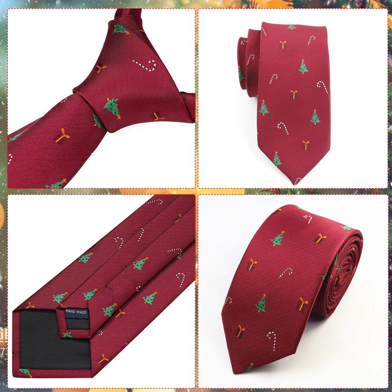 SzonMcnl Christmas Ties for Men Pattern Woven Party Christmas Tie