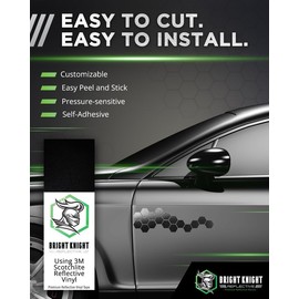 Black Reflective Vinyl Motorcycle Helmet Reflective Stickers 5x30, Made with 3M Reflective Tape Vinyl for Trailers, Cars, Bikes, Rims, Waterproof Black Reflective Tape by Bright Knight Decals